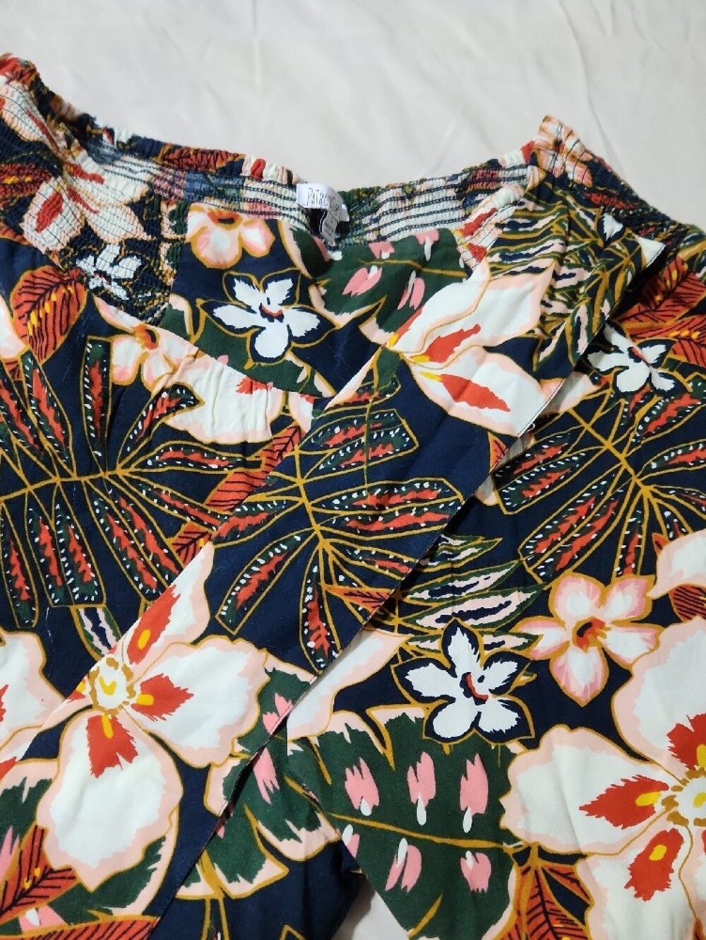 Patrons of Peace Wide Leg Floral Pants — Navy, White, Green, Pink - Picture 4 of 10